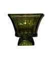 Vintage Indiana Glass Avocado Green Rectangular Shape Pedestal Vase/Candy Dish