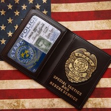 Resident Evil Stars Chris Police Metal Badge With Id Wallet Holder Case