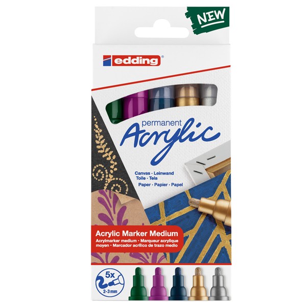 Marcatore Permanente Acrilico 5100 Edding - Punta Tonda - 2-3 mm - 4-5100-5-999