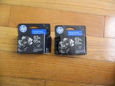 2028 GENUINE LOT 2 HP 63XL/65XL LARGE BLACK CARTRIDGES DeskJet 1100-3700 SEALED
