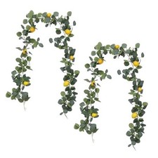 2Pcs 12.8Ft Artificial Lemon Garland Spring Summer Eucalyptus Greenery Garland