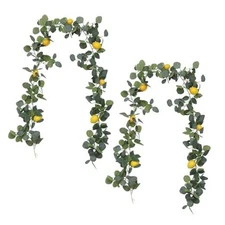 2Pcs 12.8Ft Artificial Lemon Garland Spring Summer Eucalyptus Greenery Garland 