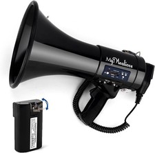 MyMealivos Bluetooth Megaphone with Siren Bullhorn 50 Watt Black