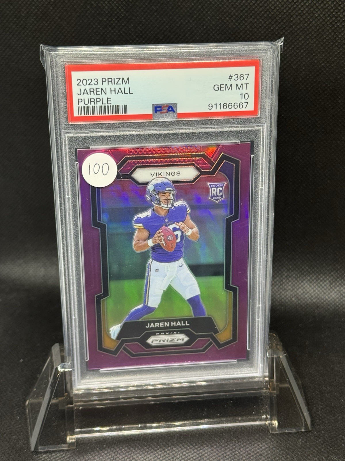 2023 Prizm Jaren Hall Purple Rookie /125 #367, PSA 10