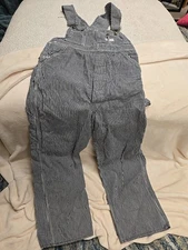 SEARS Hickory Striped Bib Overalls Railroad Conductor Union Made USA Vintage LRG
