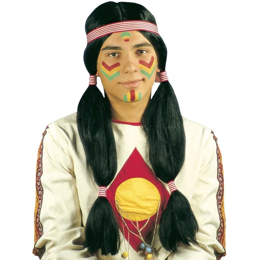 INDIANER PERÜCKE # Herren Apache Häuptling Indianerperücke Kostüm Zubehör 6052 - Bild 1 von 1