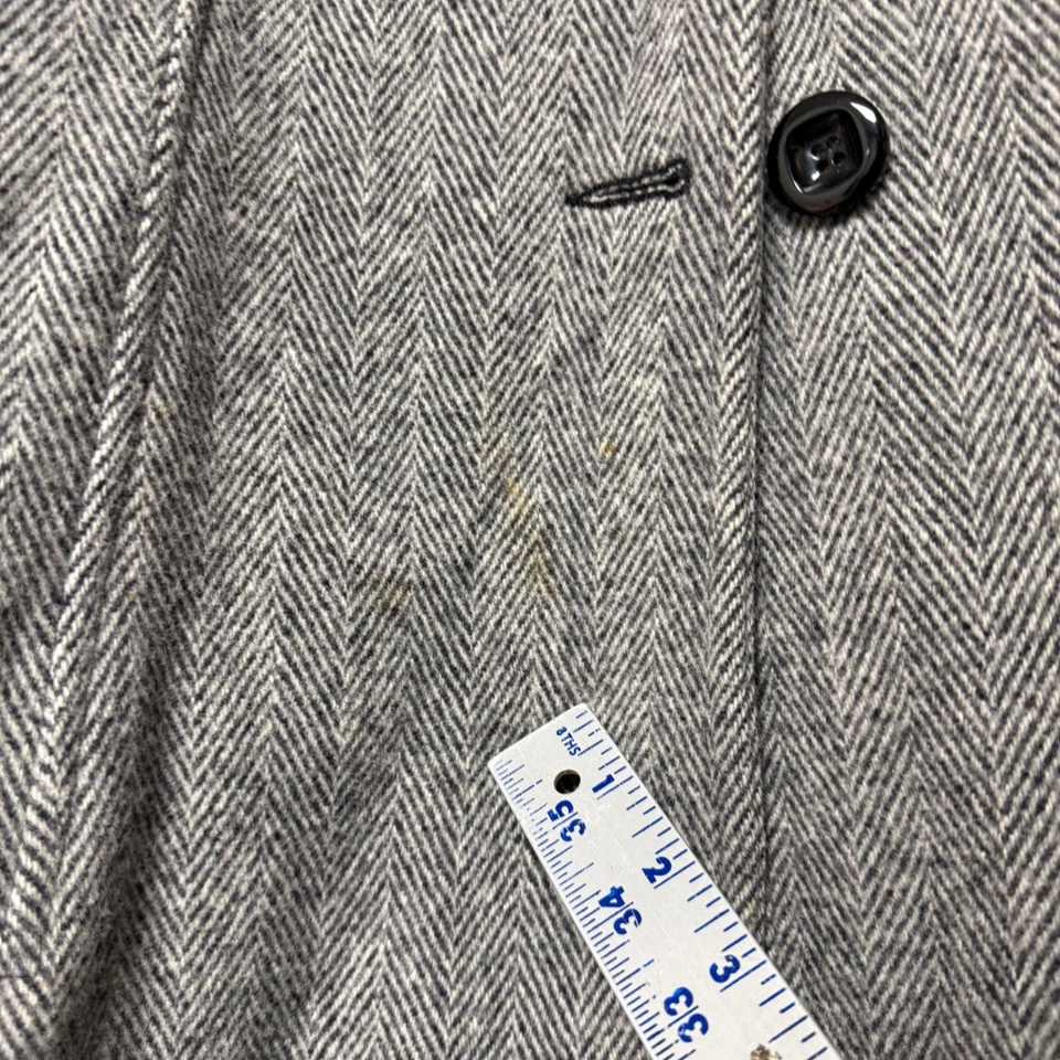 Winter Time by Herman Kay Herringbone Wool Blend Coat Women's Gray Black STAIN - Image 2 of 4