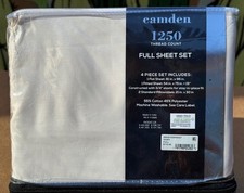 Camden 1250 Thread Count 4 Piece Full Sheet Set, Ivory 55 Cotton 45 Polyester