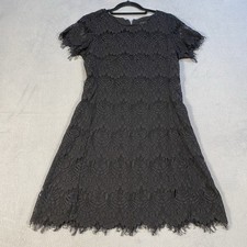 Karen Kane Women's Black Lace Short Sleeves A-line Dress, Lined, Back Zipper, S