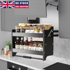 Pull Down Shelf Kitchen Upper Cabinet Shelf Anti-slip Storage Rack 55lbs Load