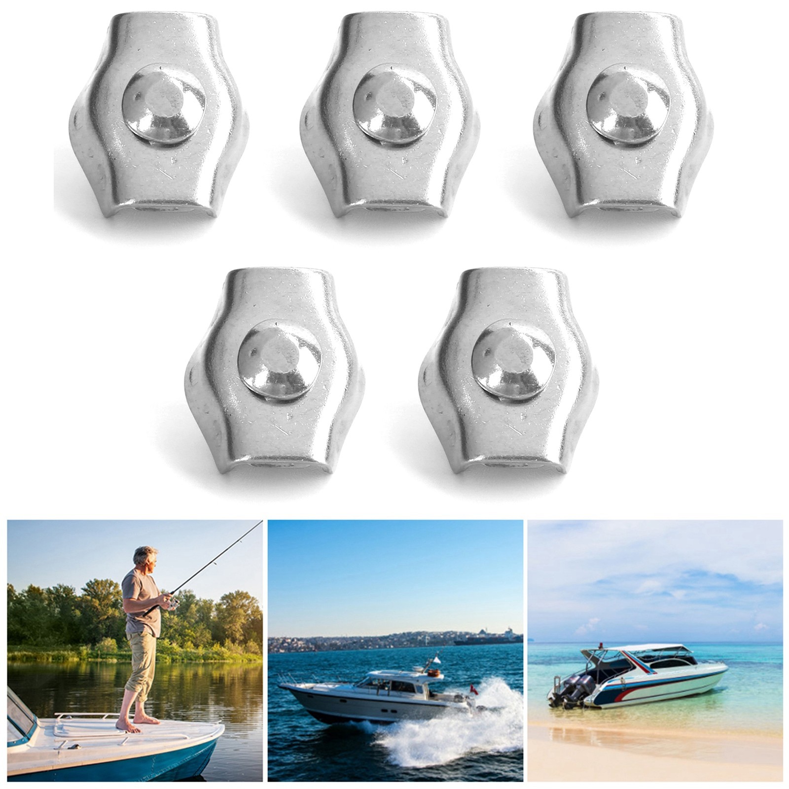 5PCS Stainless Steel Rope Grip Clip For Hoisting Machinery Easy To Use