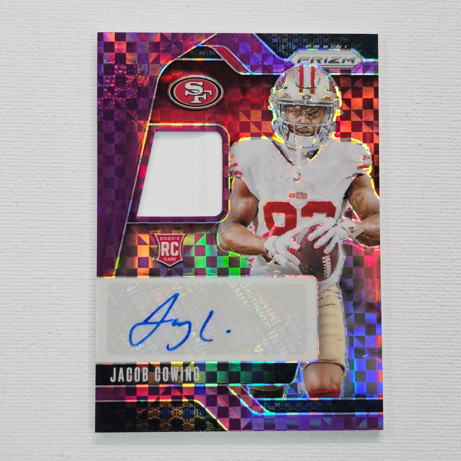 Jacob Cowing Panini Prizm Rookie Patch Autographs #RPAJCG Purple Power