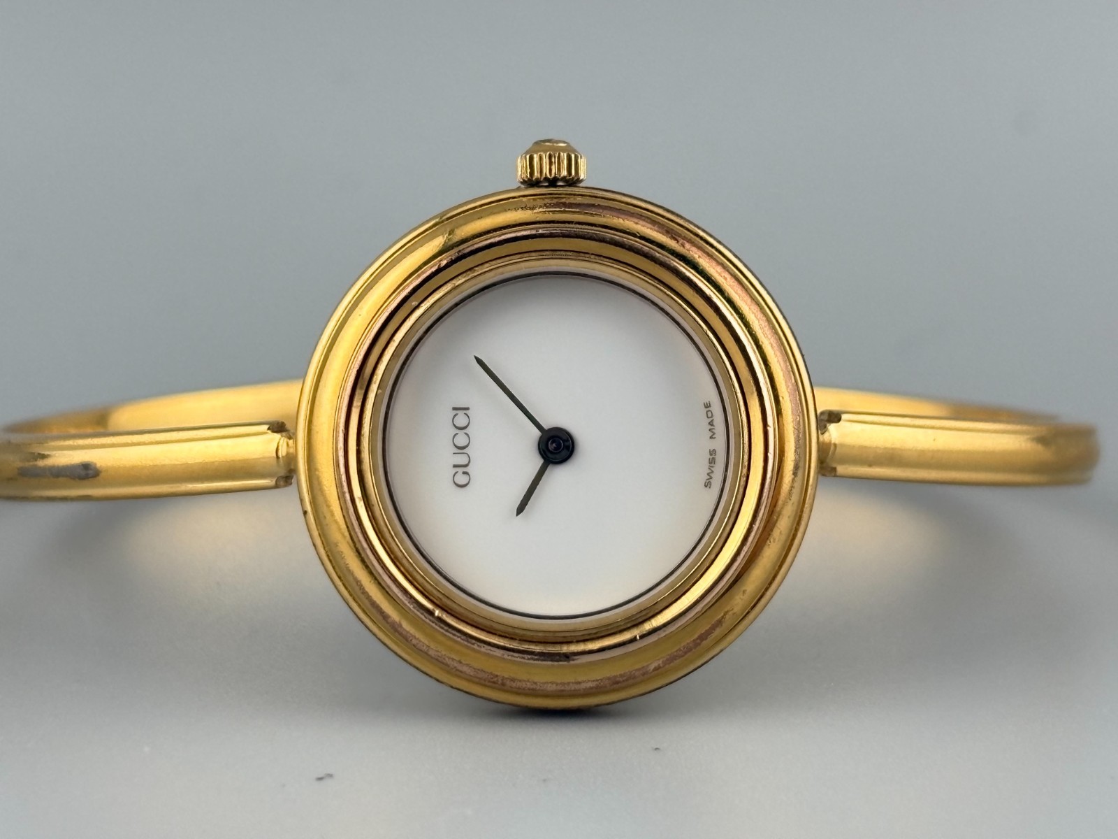 [Very Good] Gucci Change Bezel Watch 11/12.2 Gold Plated Wine Gold Bezel Auth thumbnail 9