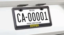Yellow 100% Carbon Fiber Ferrari License Plate Frame Cover