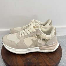 Vintage Havana Star Sneakers Beige Gold Glitter Casual Fashion Shoes 8.5