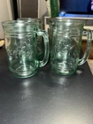 VINTAGE  COCA-COLA COKE Green Glass STEIN/MUG Set Of 4  16 oz With Handle