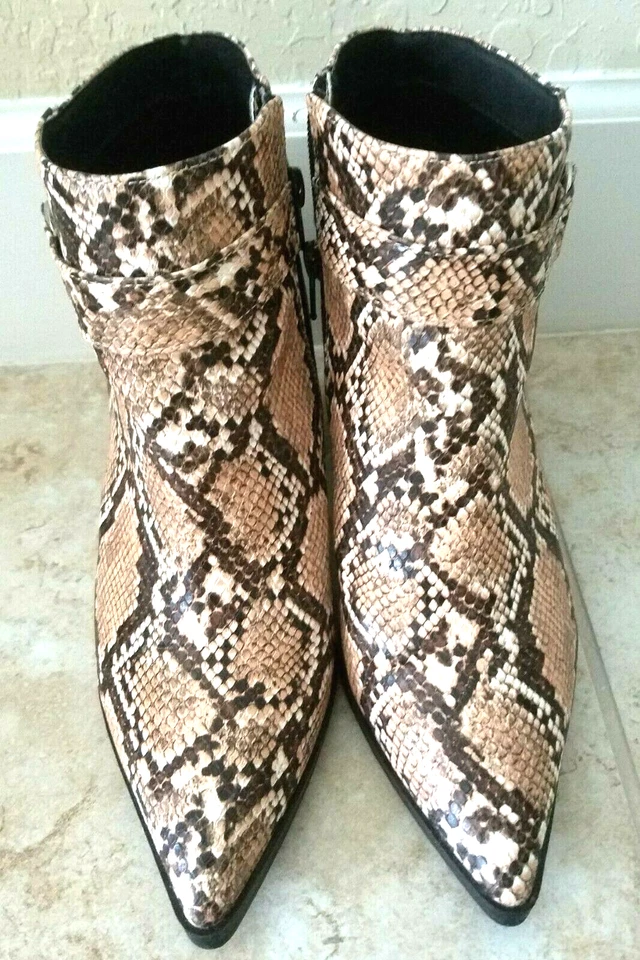 Botines Western de piel de serpiente en punta botas de vaquero Y2K tacones gruesos talla 9 Foto 4 de 4