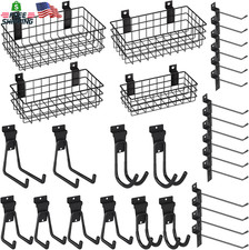 30PCS Slatwall Accessories Set Metal Baskets and Heavy Duty Hooks for Garage