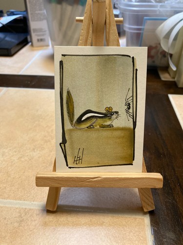 ACEO Original Acrylic Painting animal abstract urban fine art by Harry Hooper 72