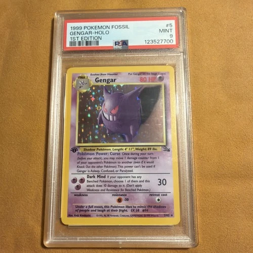 Pokemon Gengar Holo Rare 1st Edition 5/62 Fossil 1999 PSA 9 Mint Graded Card