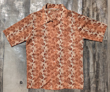 Vintage 70s Mens Jantzen Polyester Big Collar Disco Flora Short Sleeve Shirt