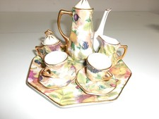 Vintage Mini Tea Set Fruit Pattern with Gold Trim 10 Piece Baum Bros Formalities