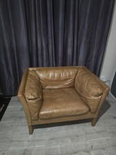 Brown Real Leather Armchairs Set of 2