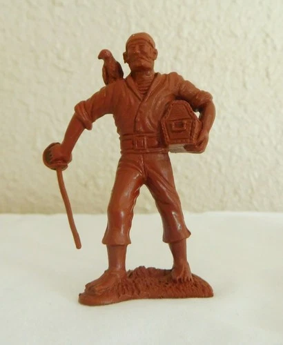 MARX 60mm PIRATE with chest, sword & parrot ORIGINAL ISSUE FLAT FINISH