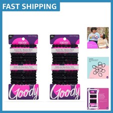 Ouchless Forever Hair Elastics - Black, Damage-Free, 20 Count for All Hair Types