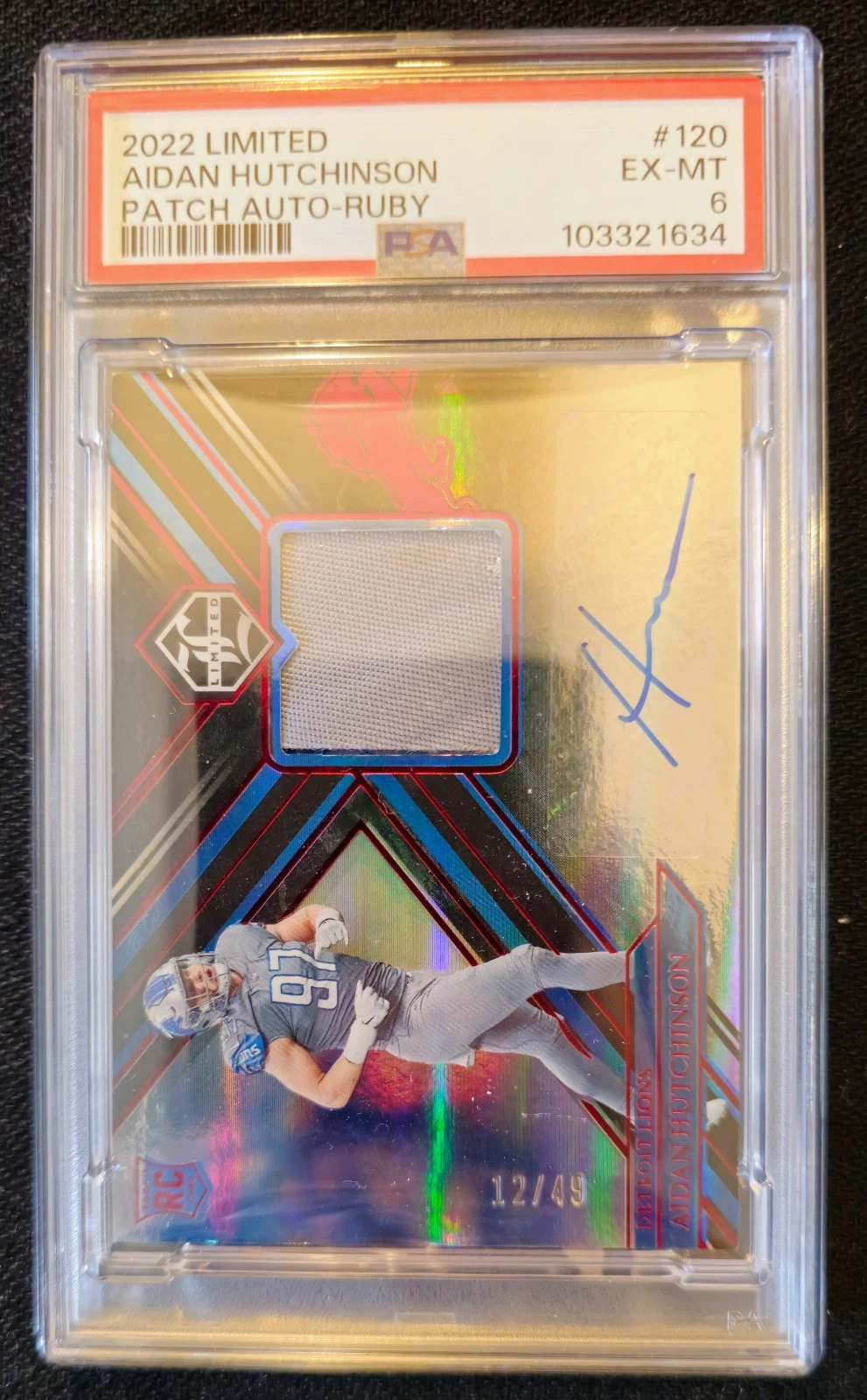 Aidan Hutchinson Panini Limited #120 Patch Autograph-Ruby