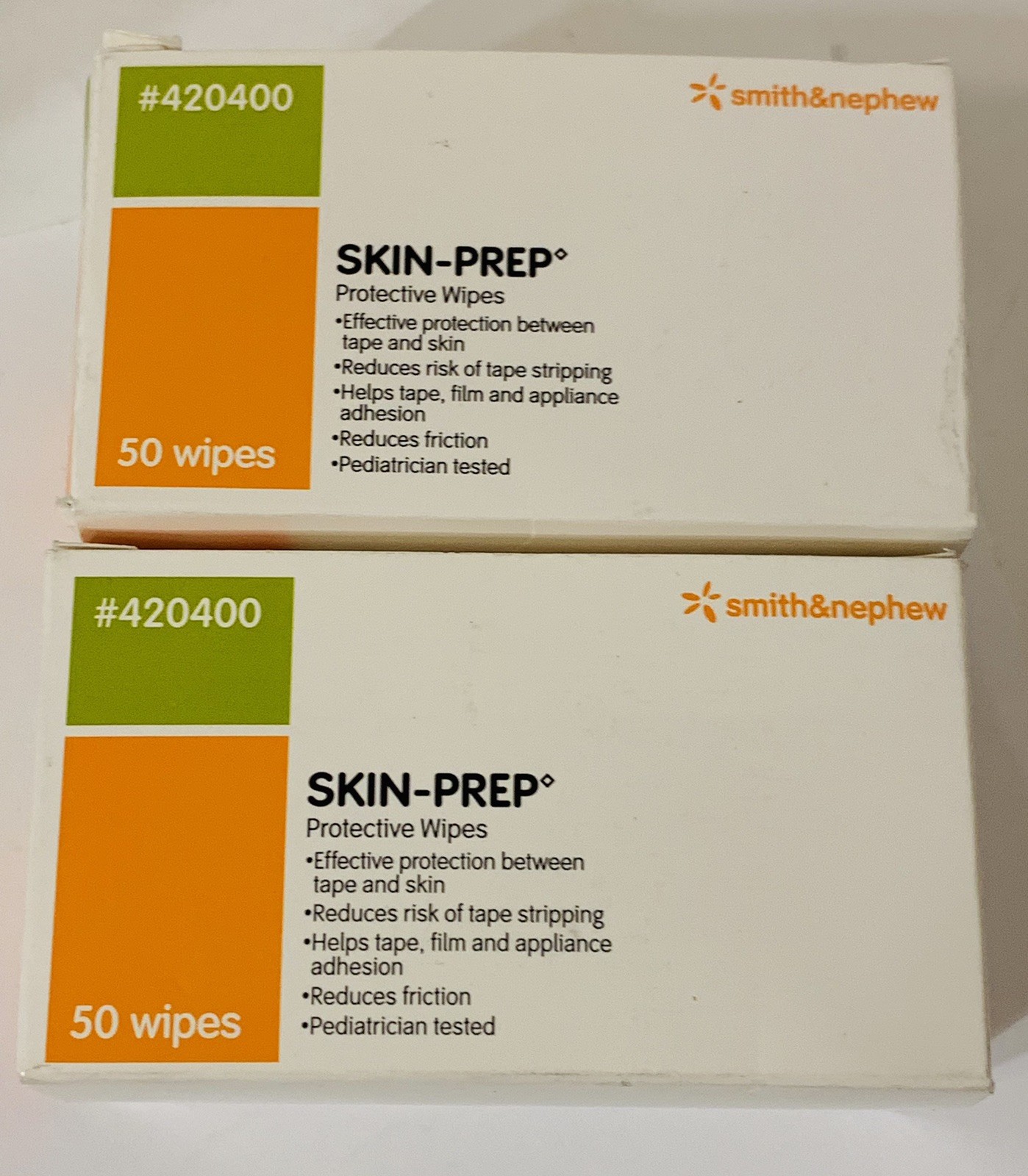 2 BOXES Smith & Nephew 420400 SKIN-PREP Protective Wipes -2BX/50EA