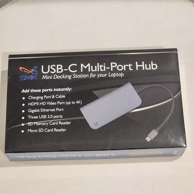 SMK-Link VP6920 USB-C Multi-Port Hub HDMI Ethernet USB SD MicroSD Gray