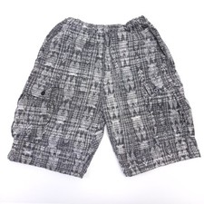 New World Order Cargo Shorts Mens Medium Gray Plaid Flap Pockets