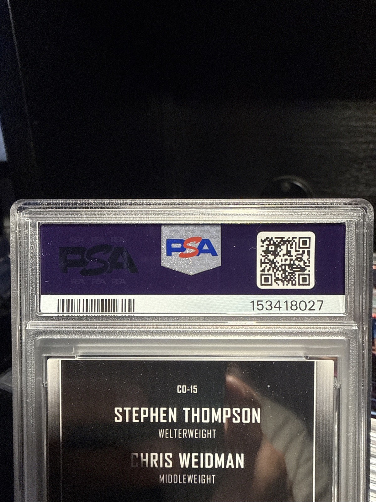2024 Topps Midnight UFC #CO-15 Steven Thompson/ Chris Weidman /25 PSA 10 view 3