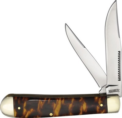 Marbles Trapper Faux Tortoise Shell Folding Stainless Pocket Knife 719