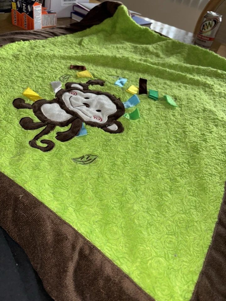 Mary Meyer Taggies Monkey Baby Lovey Green Brown Security Blanket NURSERY - Image 2 of 4