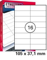 400 St. Universal Etiketten 105 X 37,1 Mm Din A4 (25 Blatt) Laser Copy Inkjet