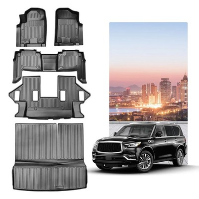 All Weather Floor Mats 3 Row Fit 2019-24 Nissan Armada/Infiniti QX80 Backrest
