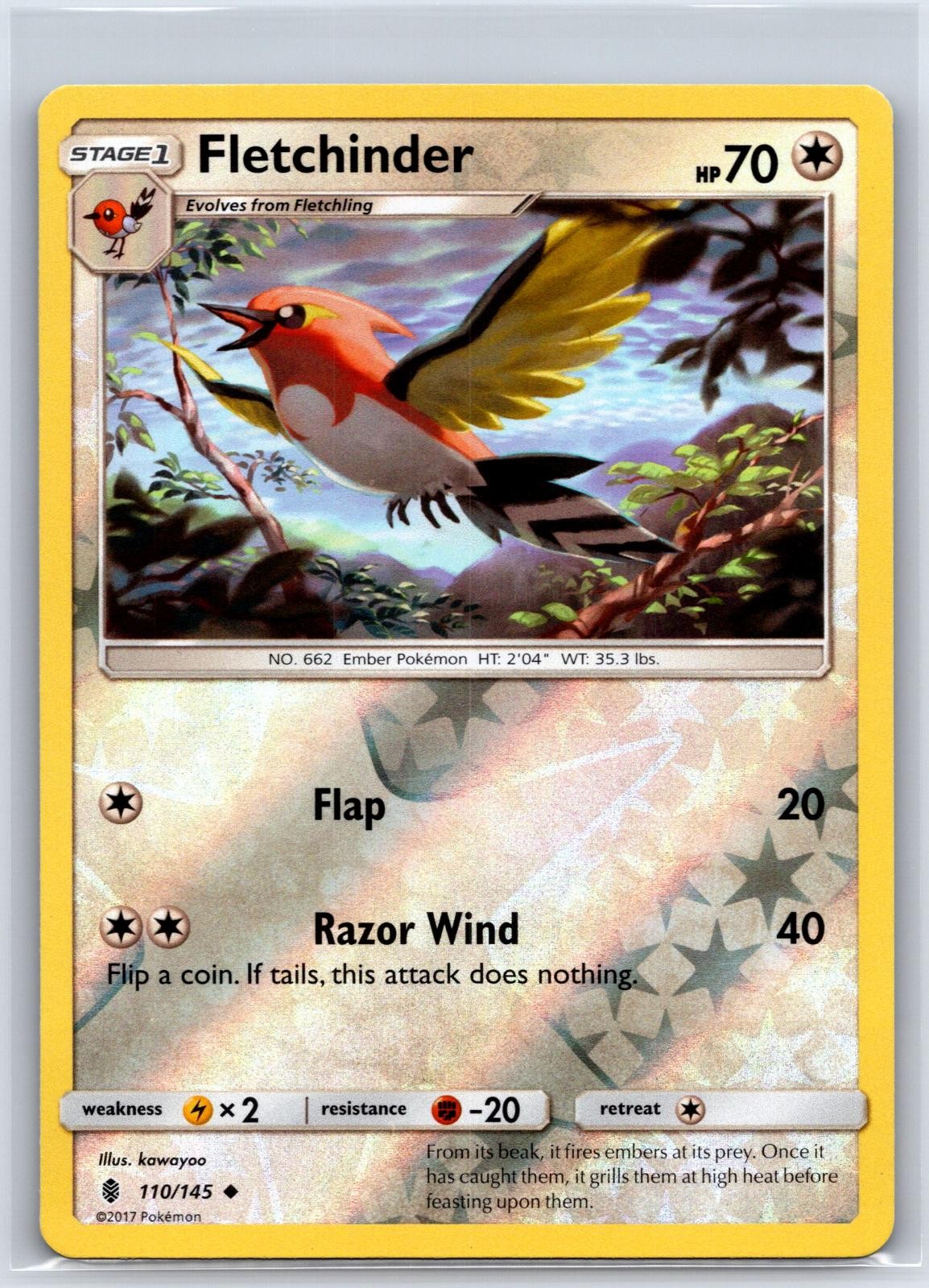 Fletchinder 110/145 Uncommon Guardians Rising Pokemon Reverse Holo NM/M 618-19