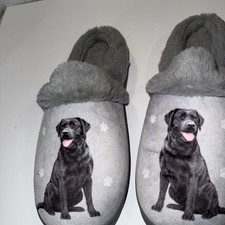 Black Lab Snugg Slippers Pet Lovers Memory Foam House Slippers Plush Faux Fur