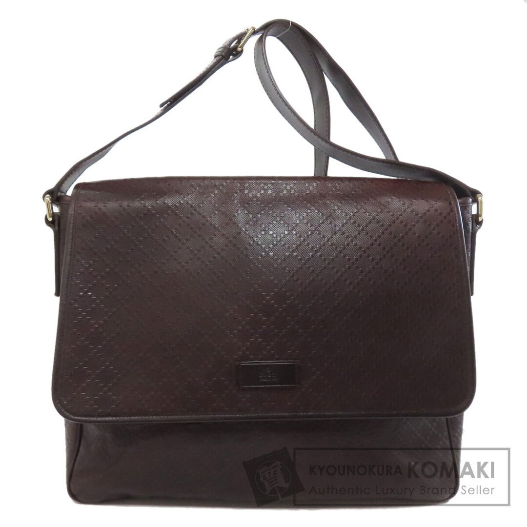 GUCCI Leather Shoulder Bag Brown Used with Interior Pocket