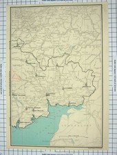 Original Old Antique Print Colour Map Scotland Lockerbie Annan Dumfries Moffat