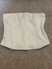 White Fox Women  s Strapless Top Corset Bustier Boned White Zipper Size Small