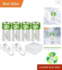 4pcs D Battery D Batteries, USB/Type-C D Rechargeable Battery, High Capacity ...