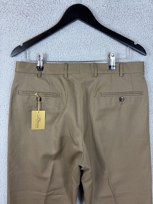Britches Dress Pants Mens 33x29 Brown Wool Flat Front Nordstrom Made In Italy