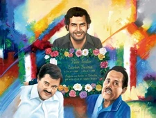 Pablo Escobar El Chapo El Mayo Oil Painting Large Medellin Colombia Sinaloa Mex