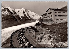 Grossglockner RPPC Franz Josef Haus Glacier View Austria Alps c.1950s Cars Hotel