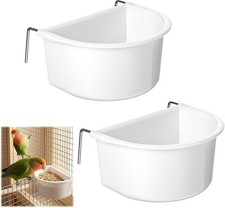 2 Pack Bird Cage Feeder Plastic Hanging Feeder Cup W/ Metal Hooks Food Water