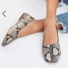 Madewell The Corey Flat in Snake Embossed Leather Size 8