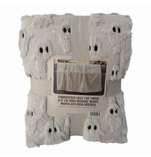 NWT Costco Halloween Faux Fur Throw Blanket - White Ghost